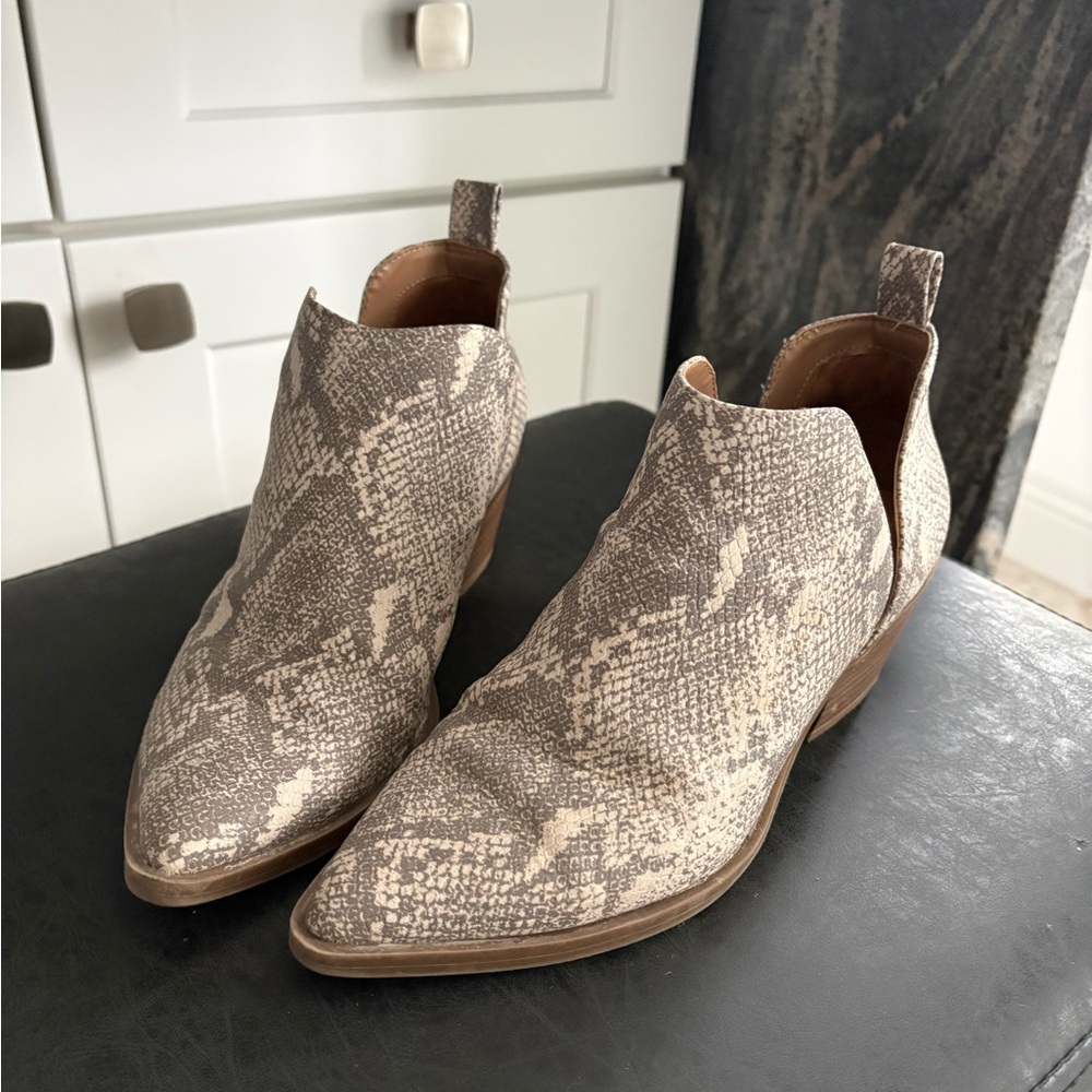 Faux Snakeskin Ankle Boots